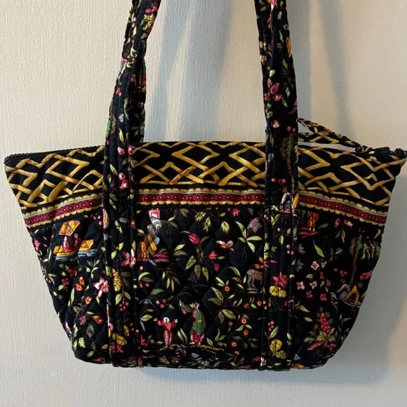 Vera Bradley Floral Ming Oriental Black Tote Bag- Medium - Picture 3 of 10